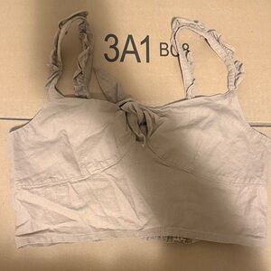 Express Beige Ruffled Strap Tank Top